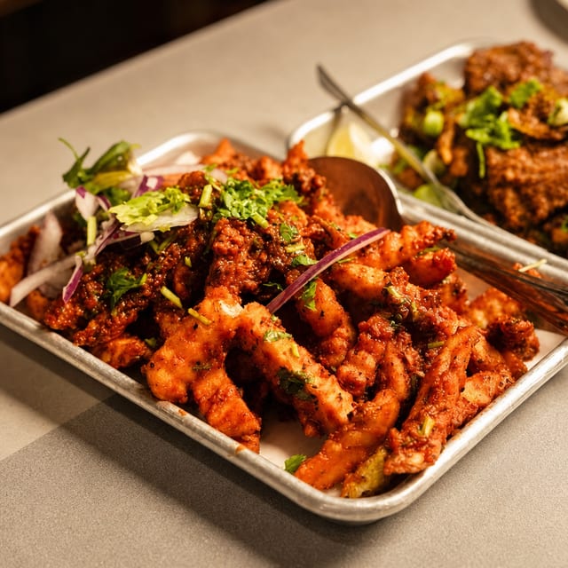 Wok Fried Chilli Potatoes.